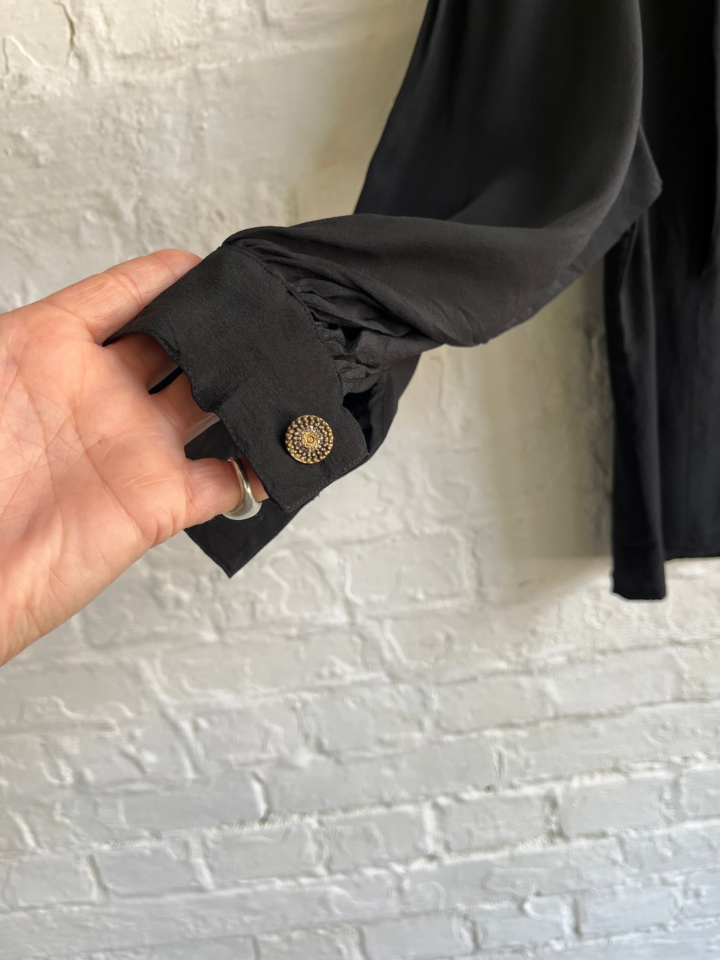 Vintage Rouie Black Silk Blouse | 10