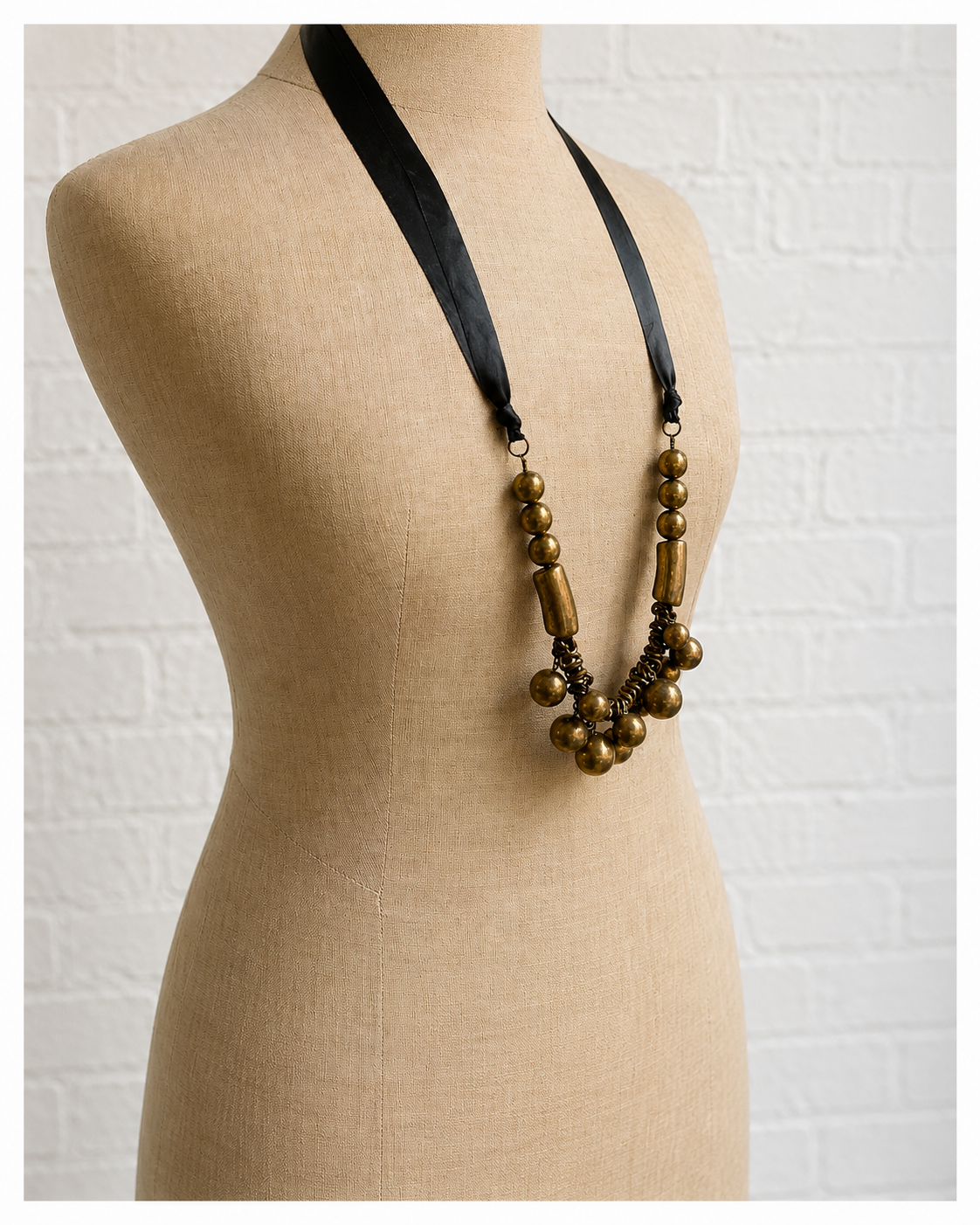 Brass & Ribbon Necklace