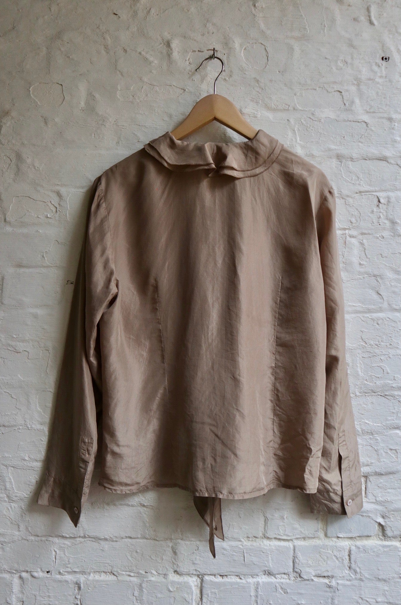 Silk Taupe Water Fall Blouse | 12