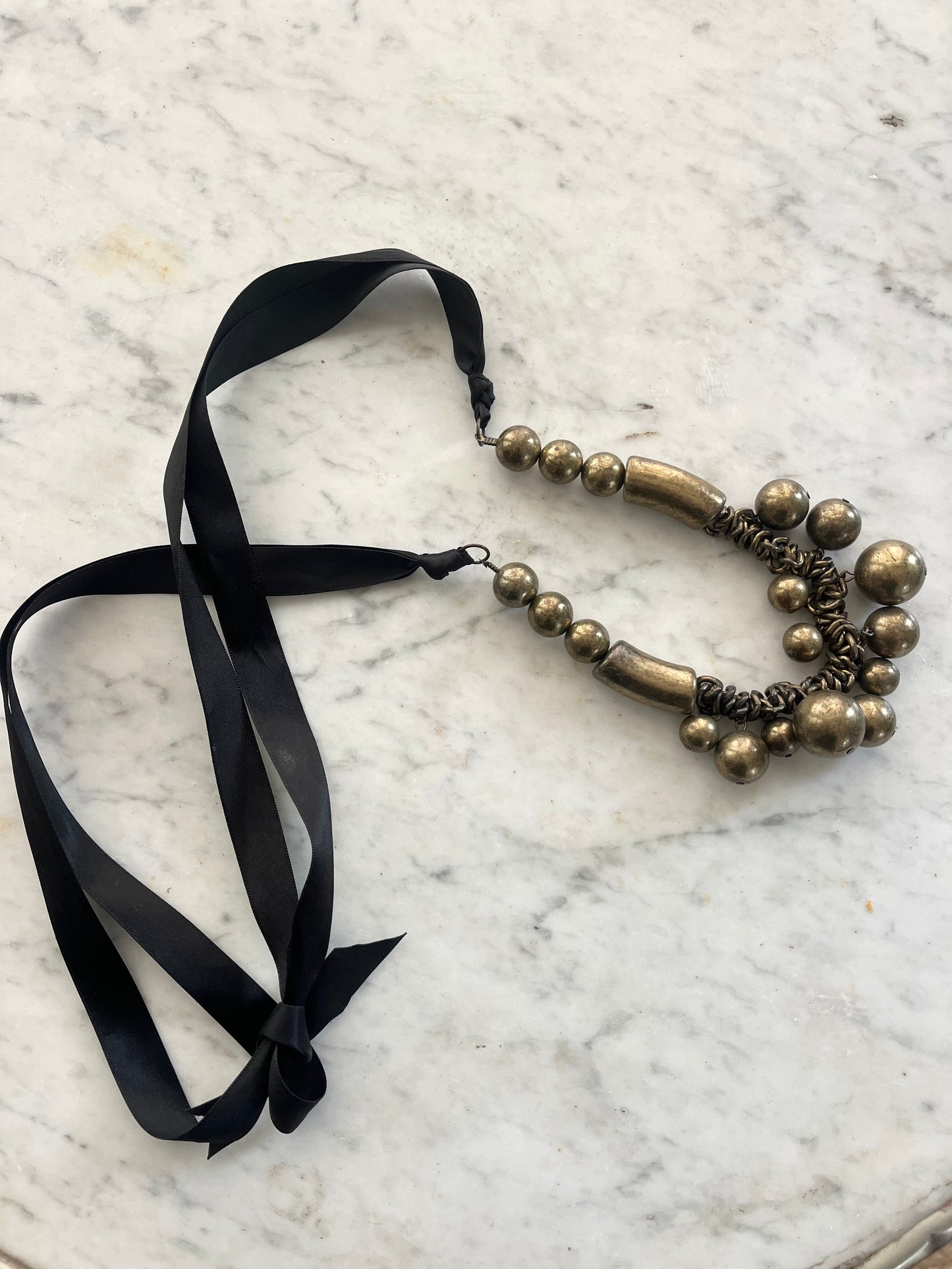 Brass & Ribbon Necklace