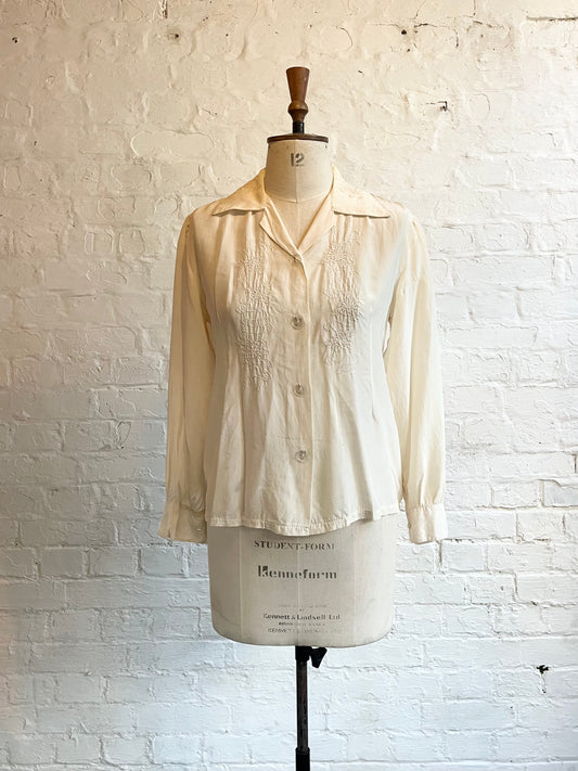 Vintage Pure Silk 40s Blouse | 10