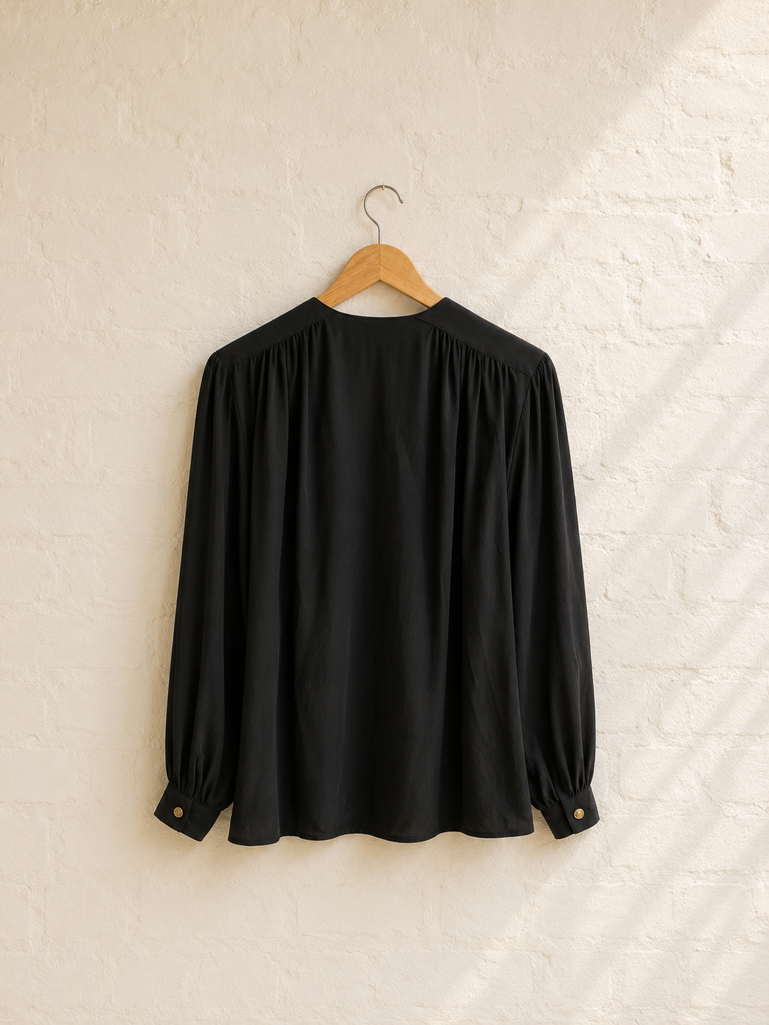 Vintage Rouie Black Silk Blouse | 10