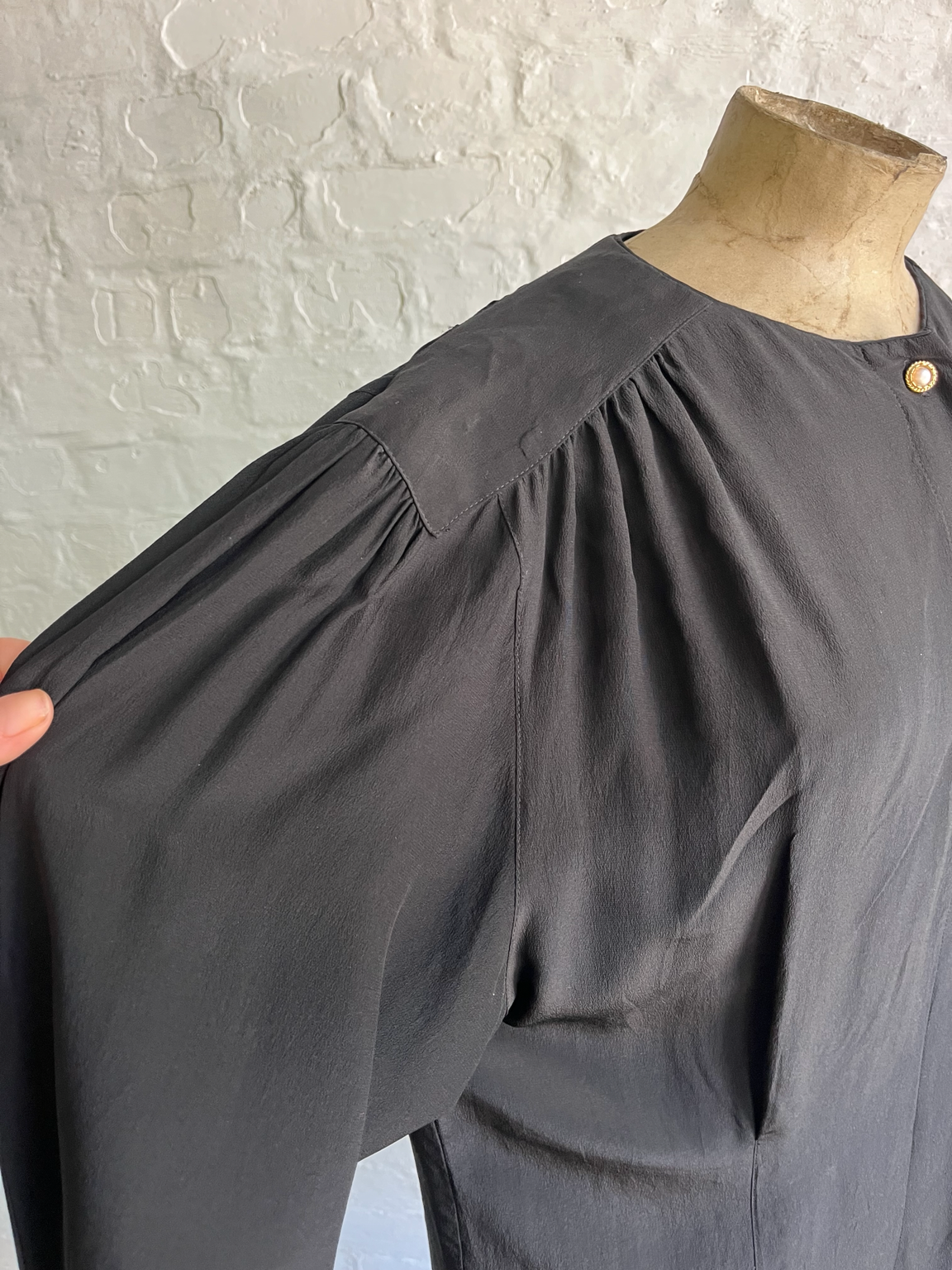 Vintage Rouie Black Silk Blouse | 10
