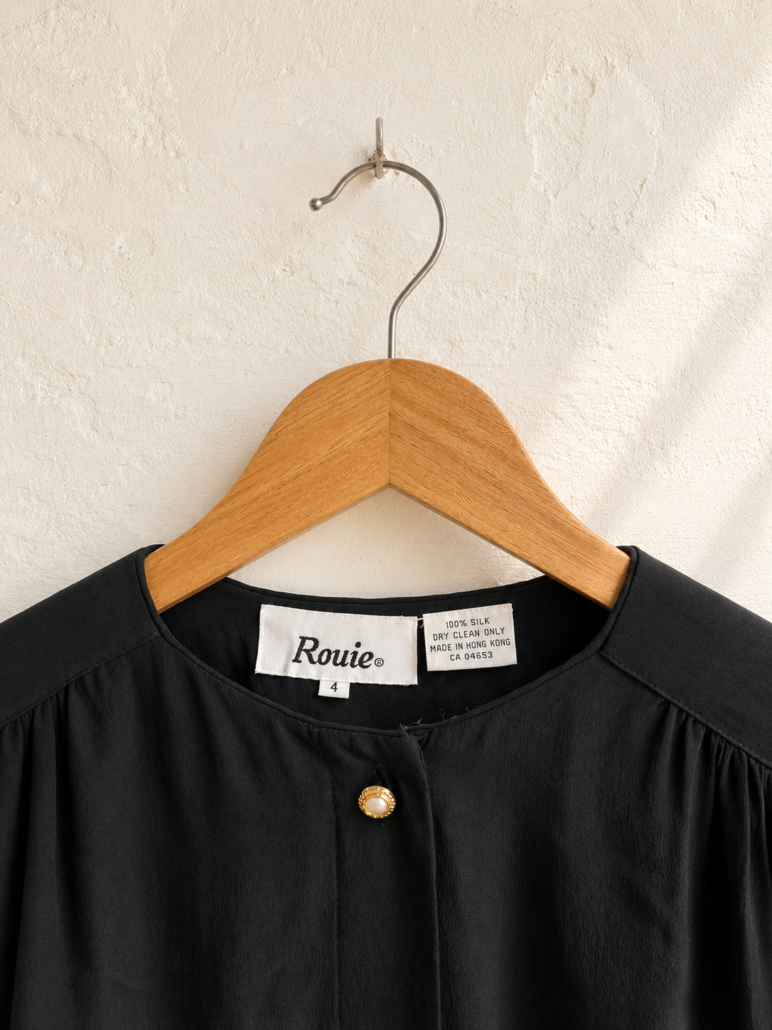 Vintage Rouie Black Silk Blouse | 10