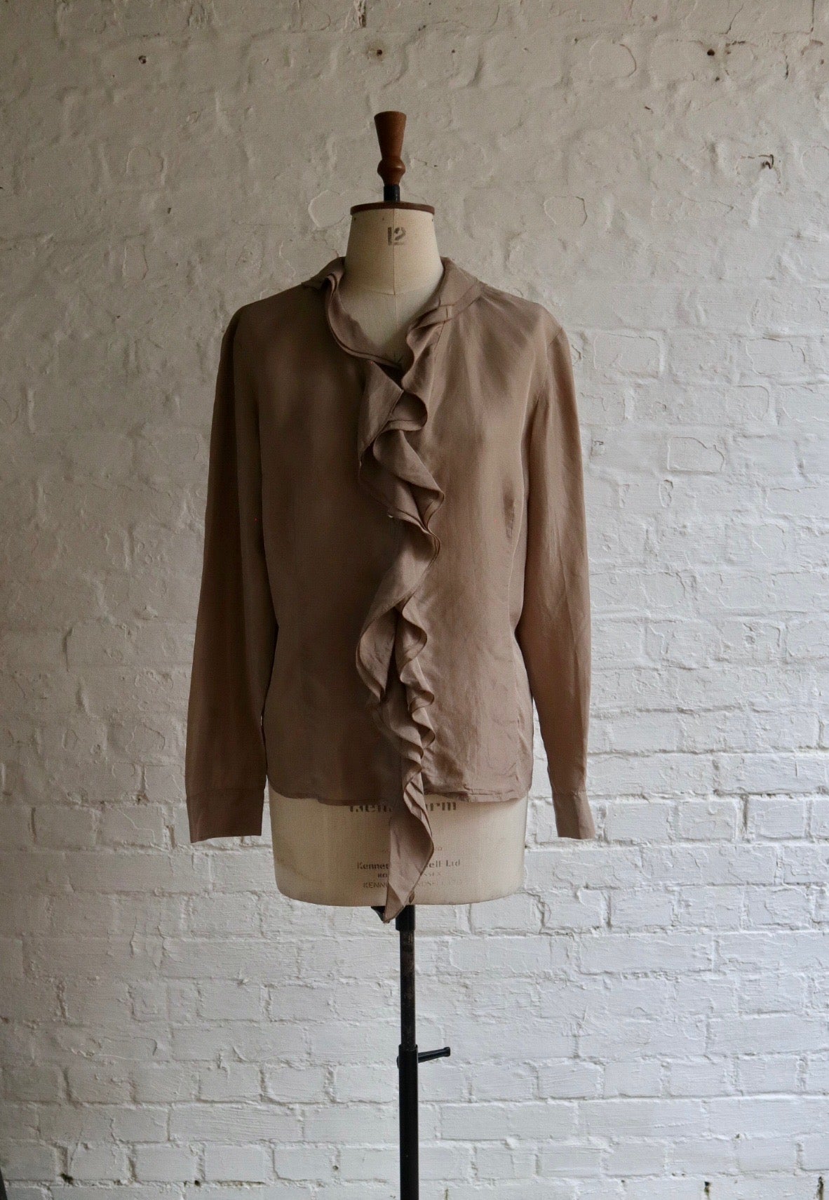 Silk Taupe Water Fall Blouse | 12