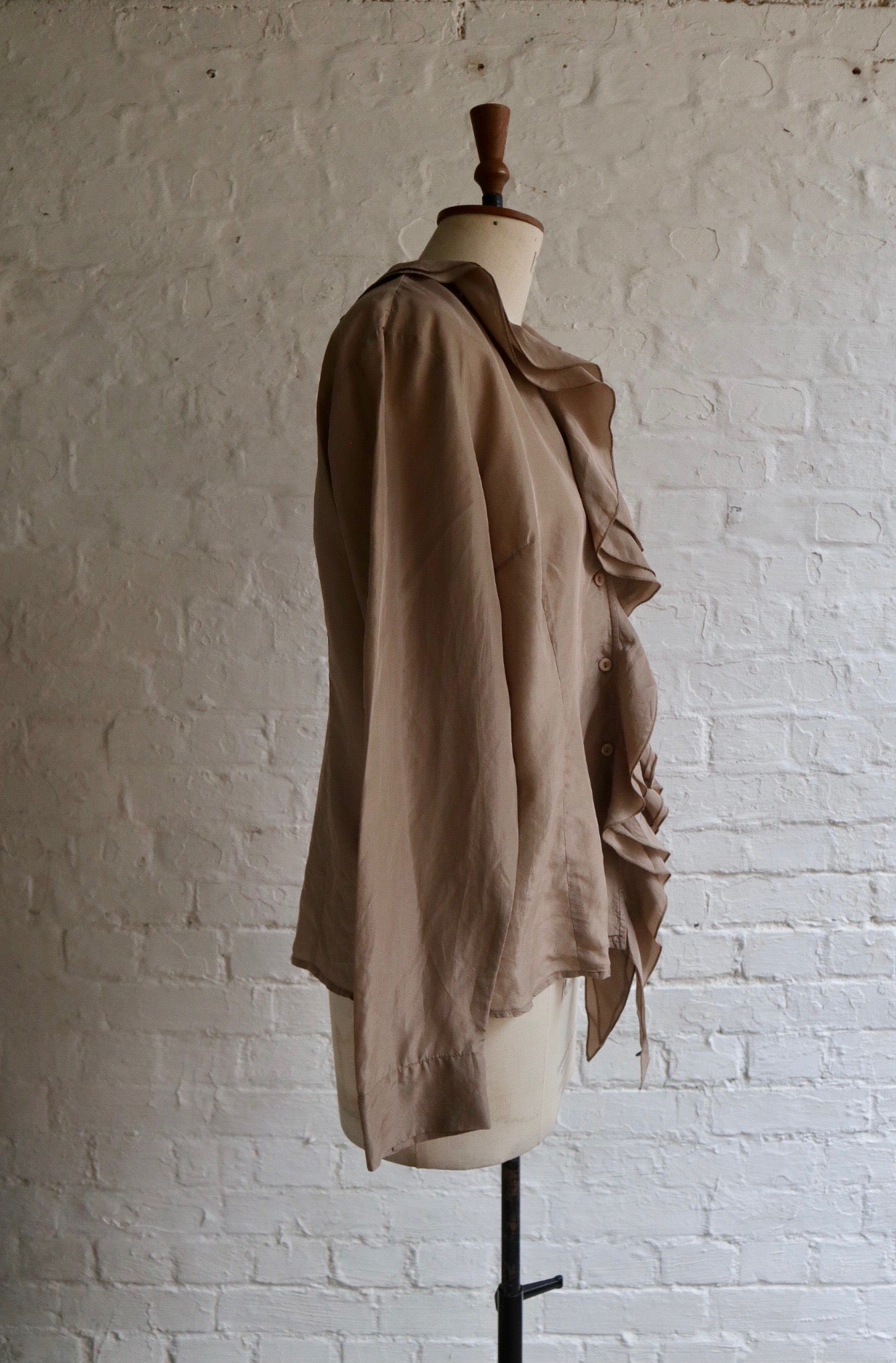 Silk Taupe Water Fall Blouse | 12