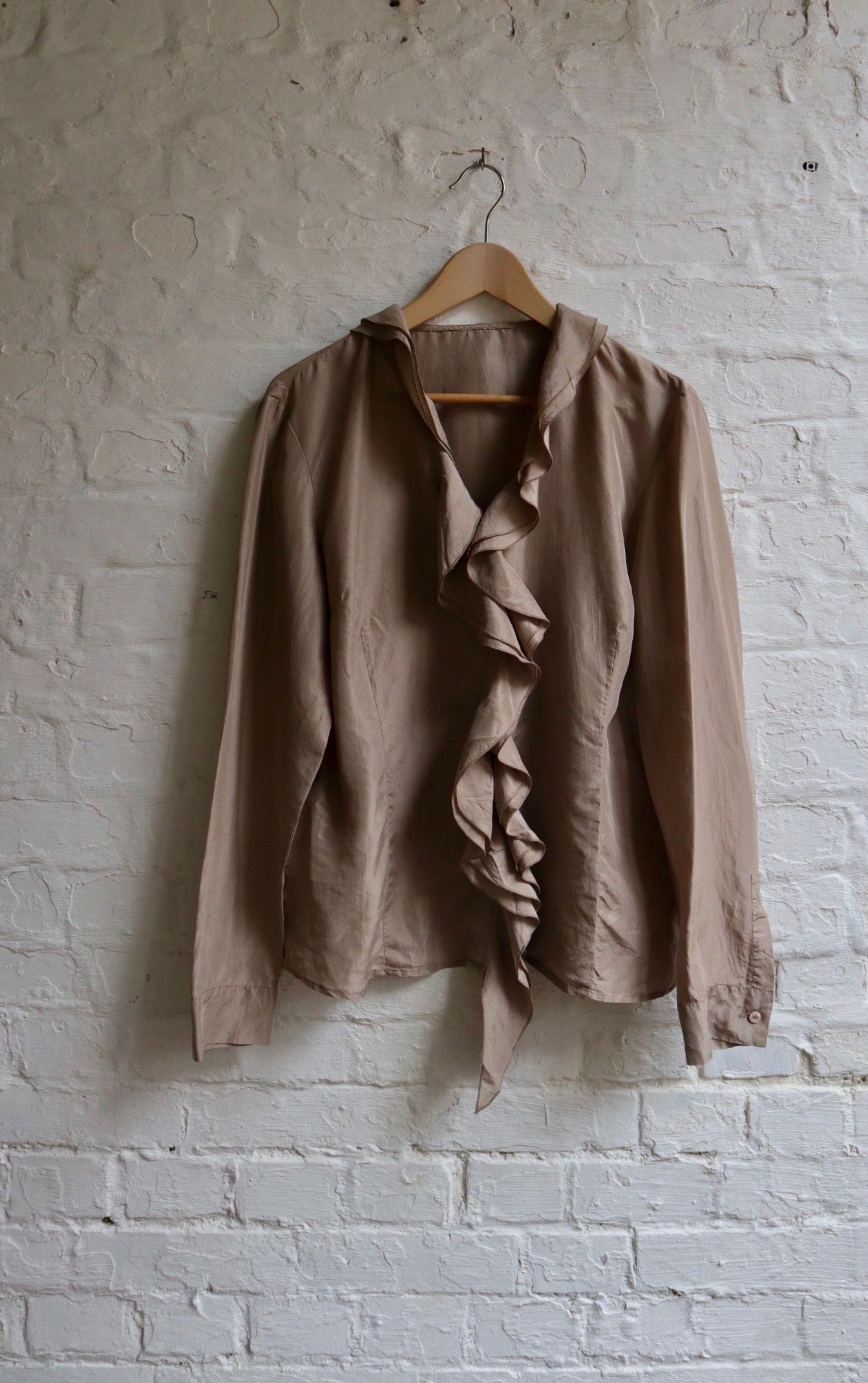 Silk Taupe Water Fall Blouse | 12