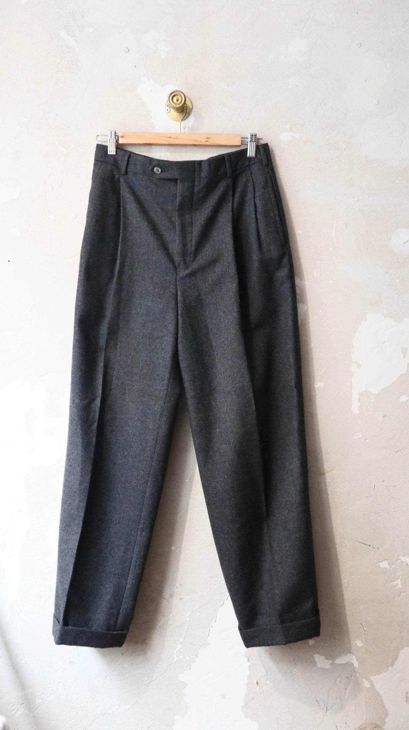 Vintage Charcoal Grey Wool Trousers | 30”