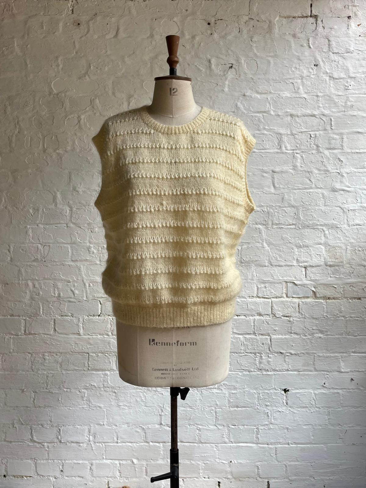 Cream wool knit tank top - front view