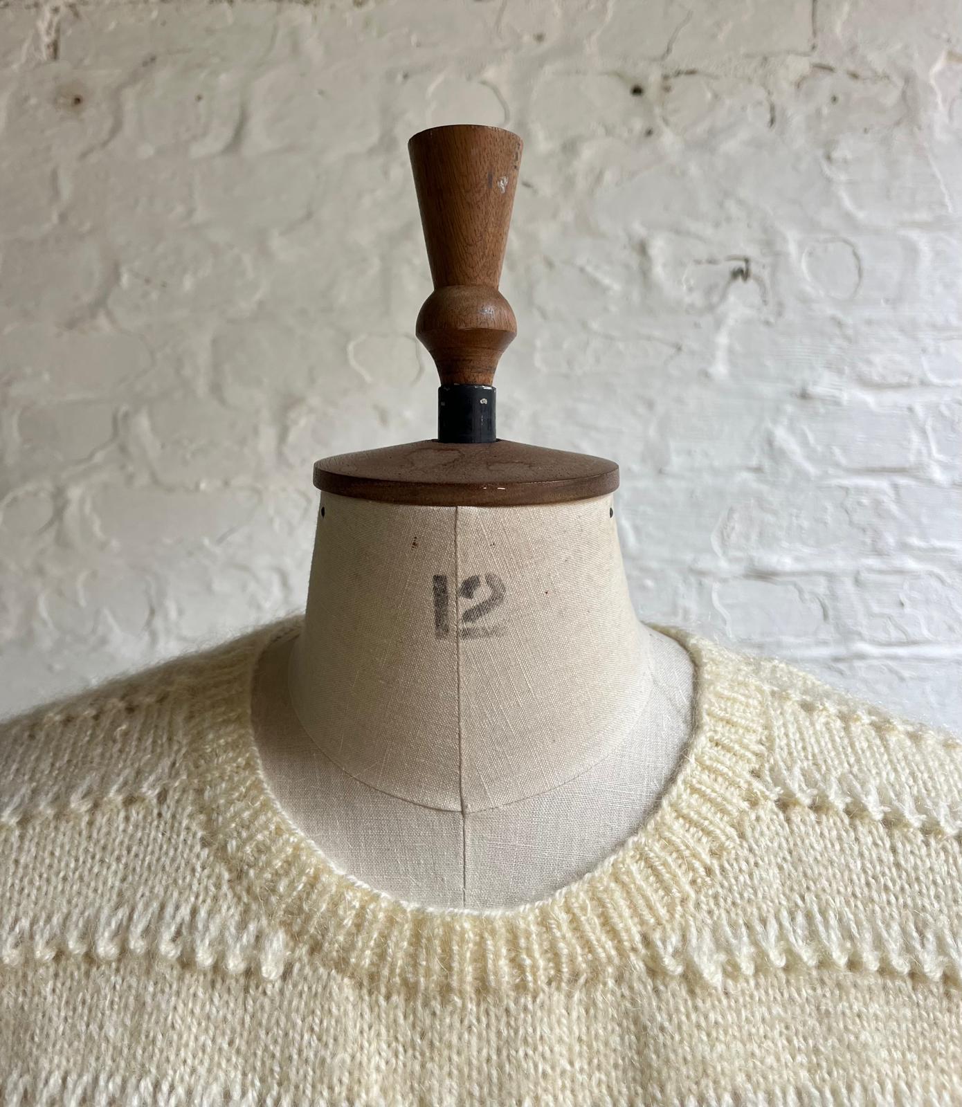Cream wool knit tank top - side view