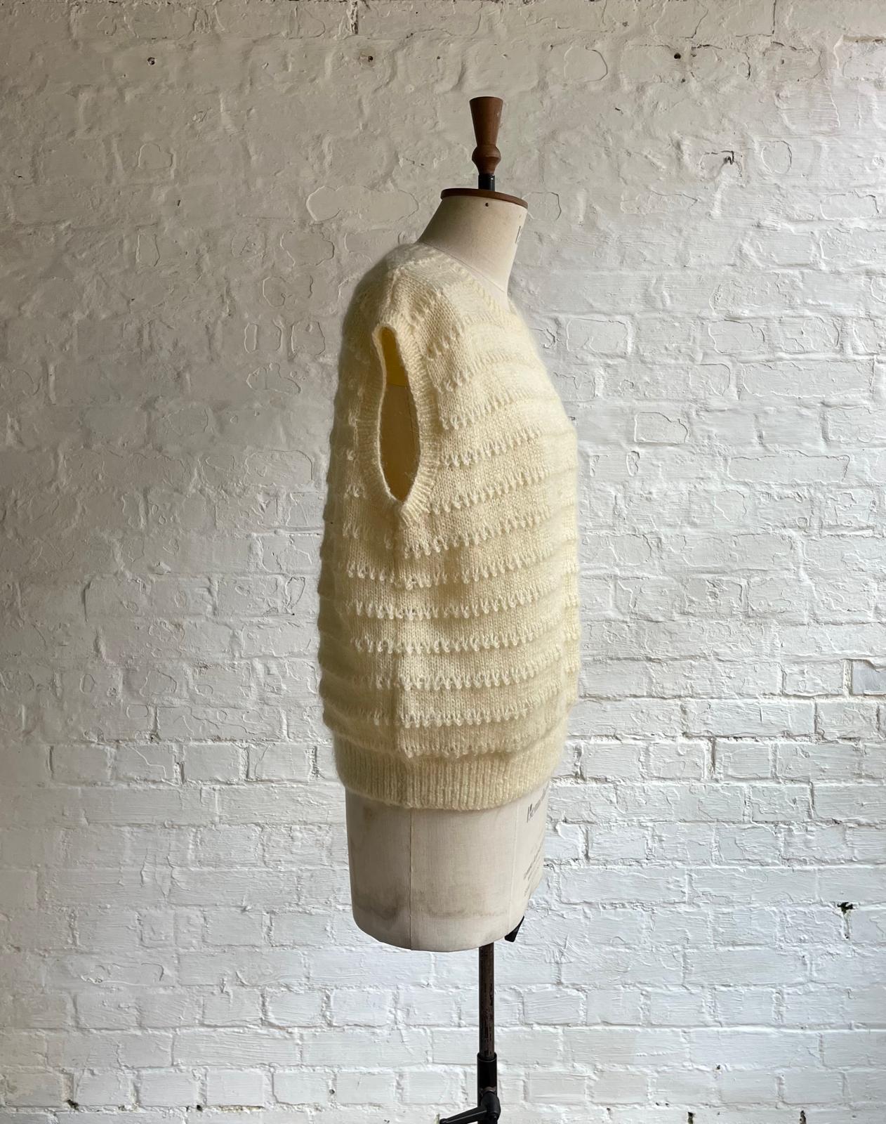 Cream wool knit tank top - back view
