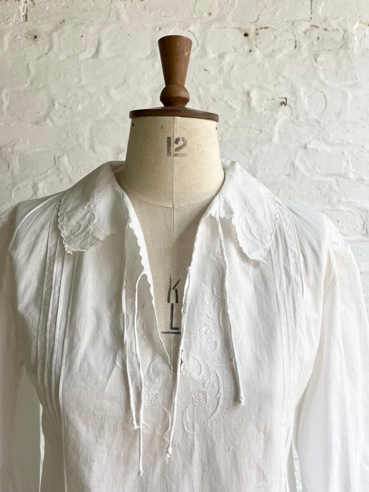 Antique French cotton nightie - front view