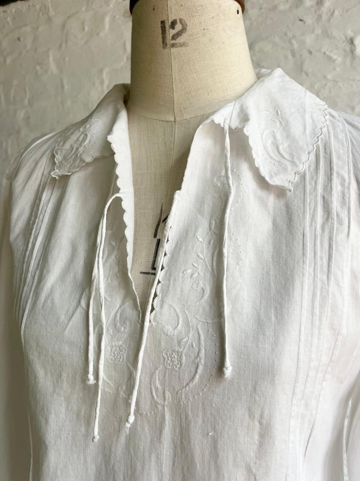Antique French cotton nightie - side view