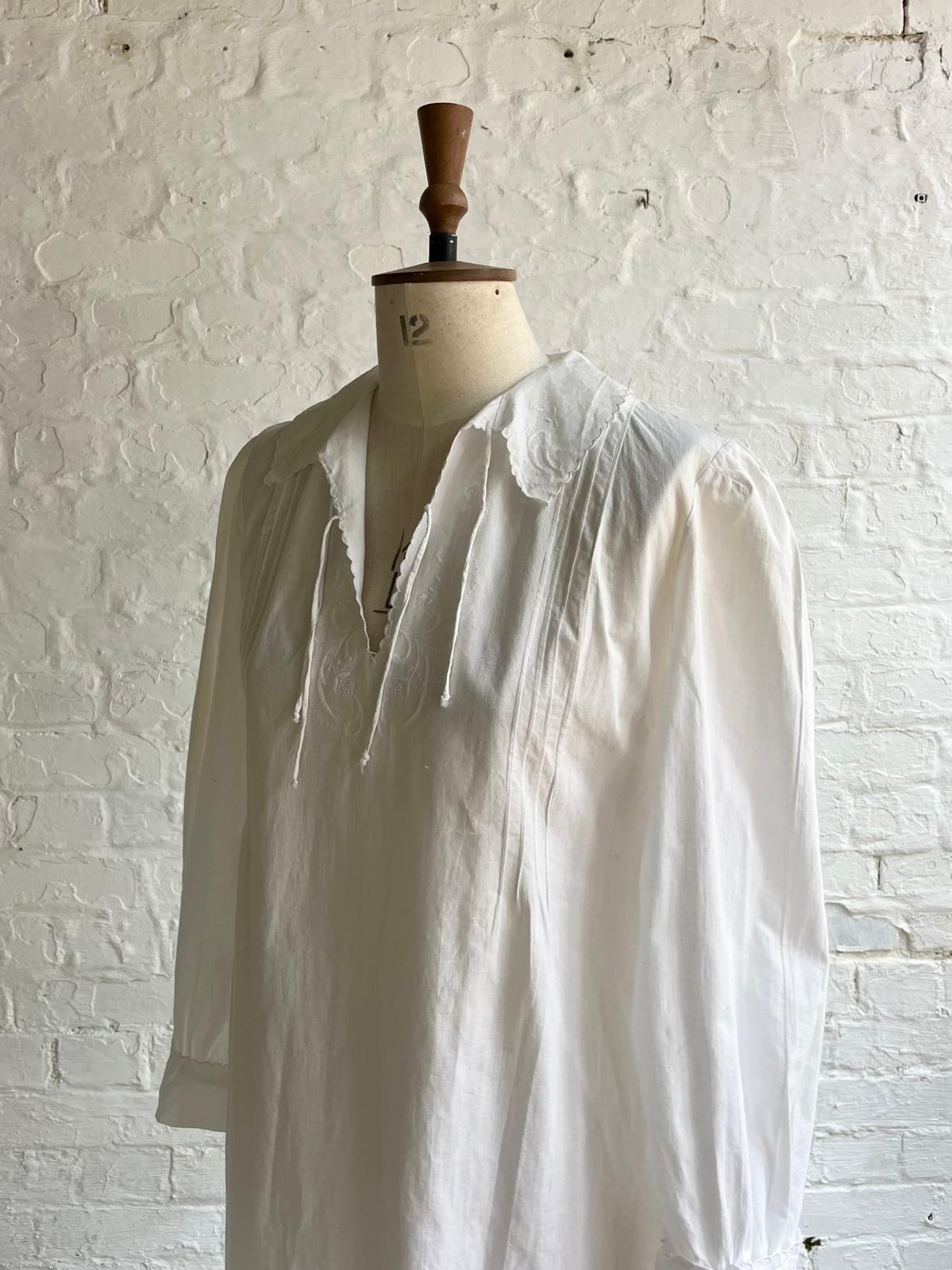 Antique French cotton nightie - full front view
