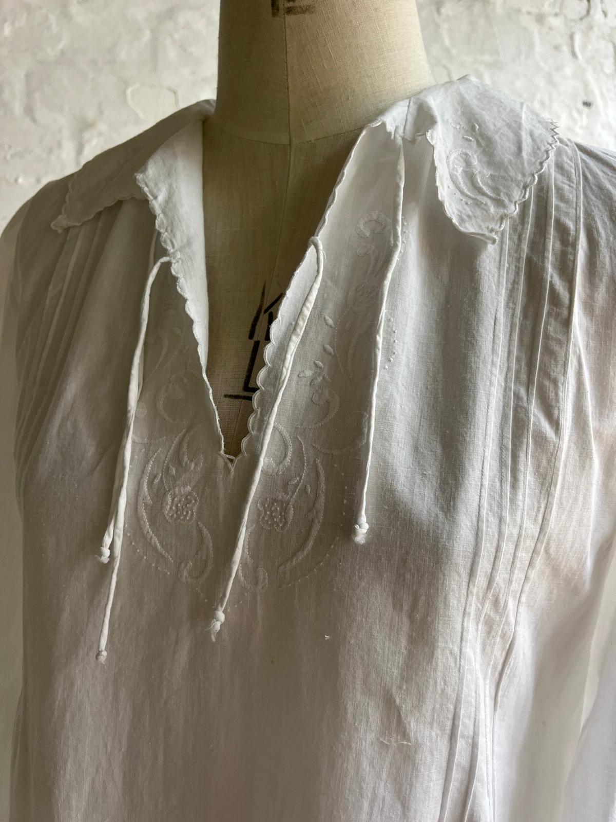 Antique French cotton nightie - on hanger