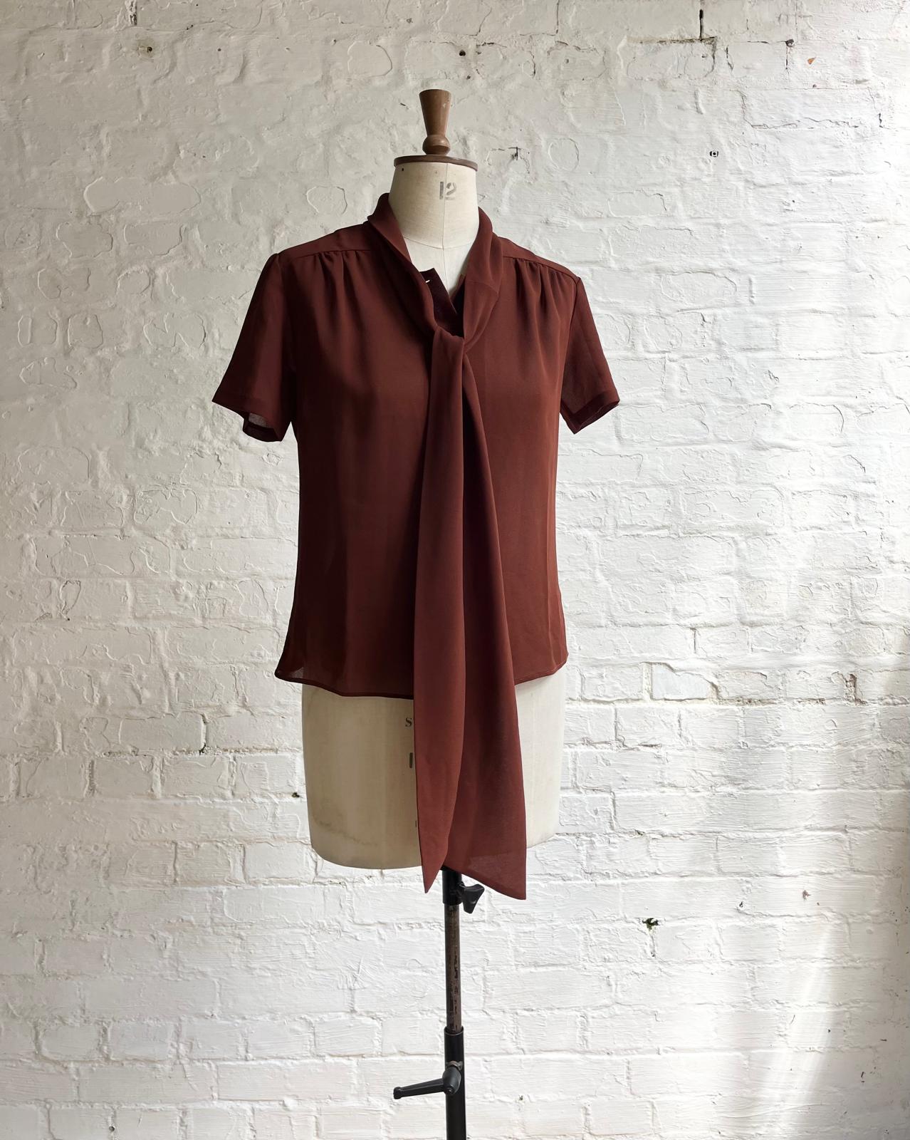 70s Japanese pussy bow blouse - front view