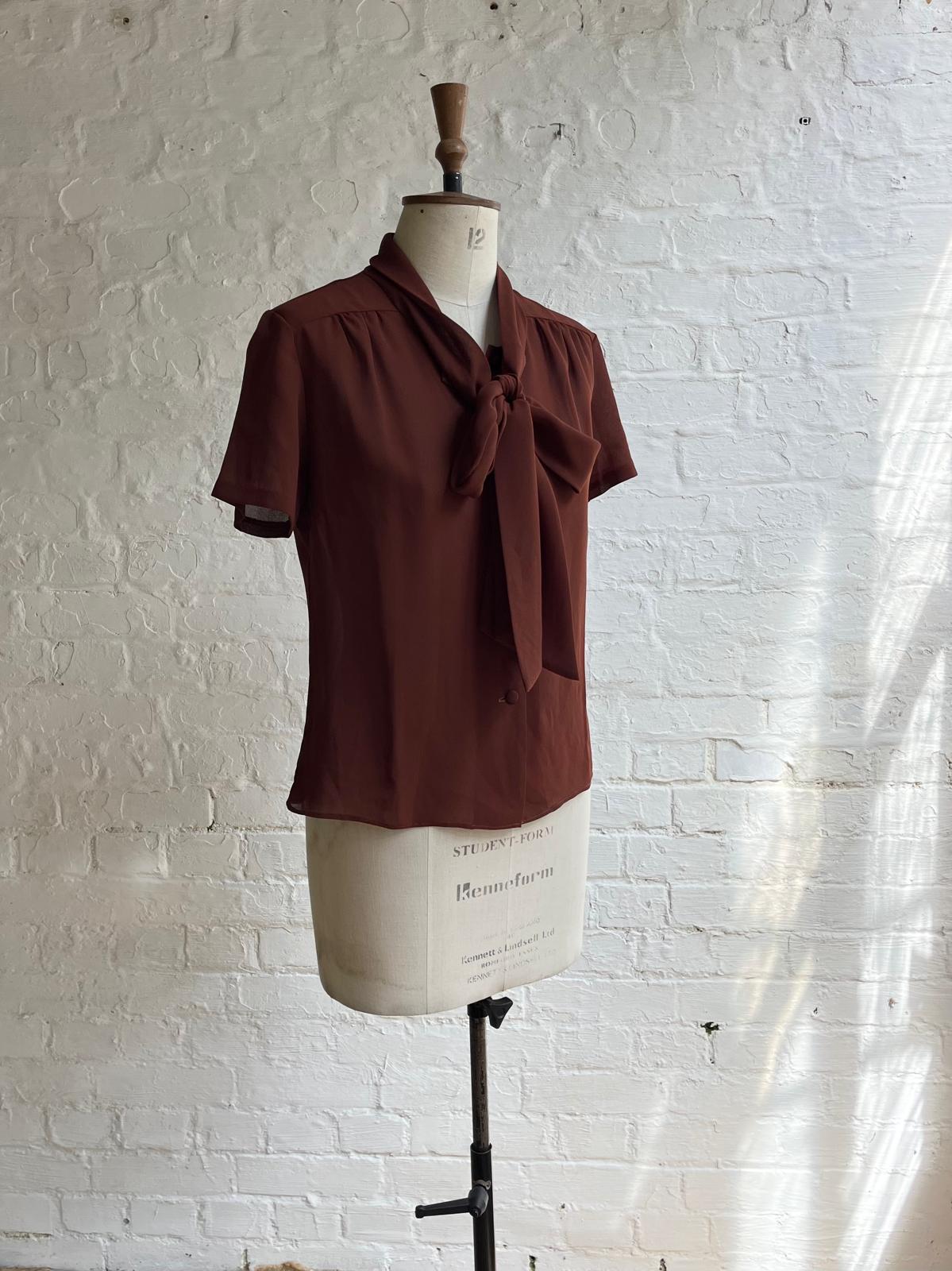 70s Japanese pussy bow blouse - on hanger